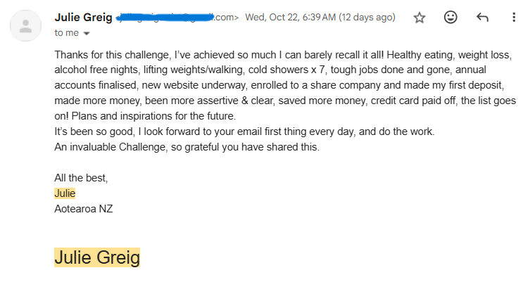 30-Day Challenge testimonial